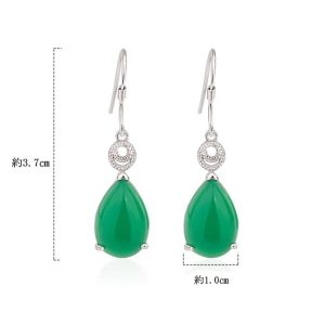 ピアス レディース シルバー925 水滴 しずく グリーン メノウ 緑瑪瑙 パワーストーン フック 2個セット アレルギー対応 18金 アクセサリー