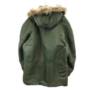 Alpha Industries アルファ 90s USA製 オールド 中綿 フライトジャケット L カーキ ALPHA フェイクファー フード メンズ 古着 中古