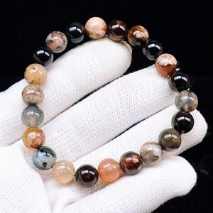 PROME 天然石【一点物】ブラック桜瑪瑙・夜桜瑪瑙・ブラジル産・ブレスレット・v60245